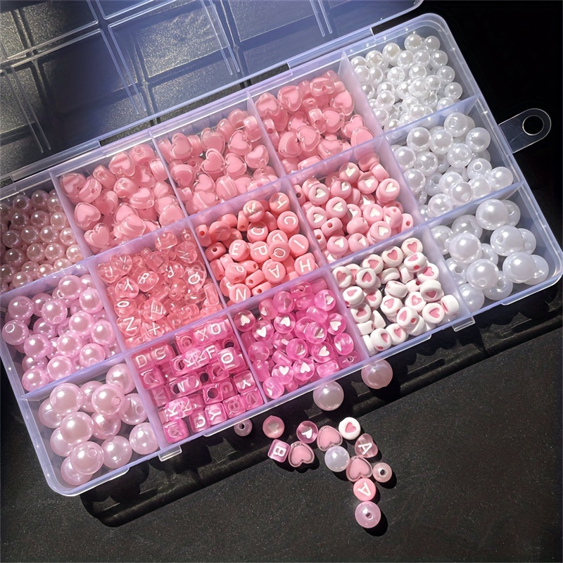 Jewelry Making Organizer - 10 Parçalı Pembe Alfabe Kutusu, Akrilik