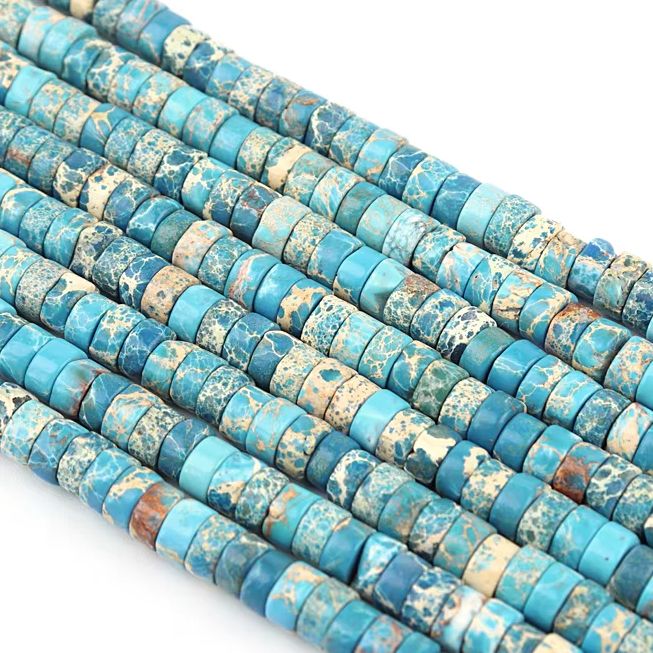 Jewelry Making Stones - Doğal İmparator Taşı Turkuaz Boncuklar Silindir